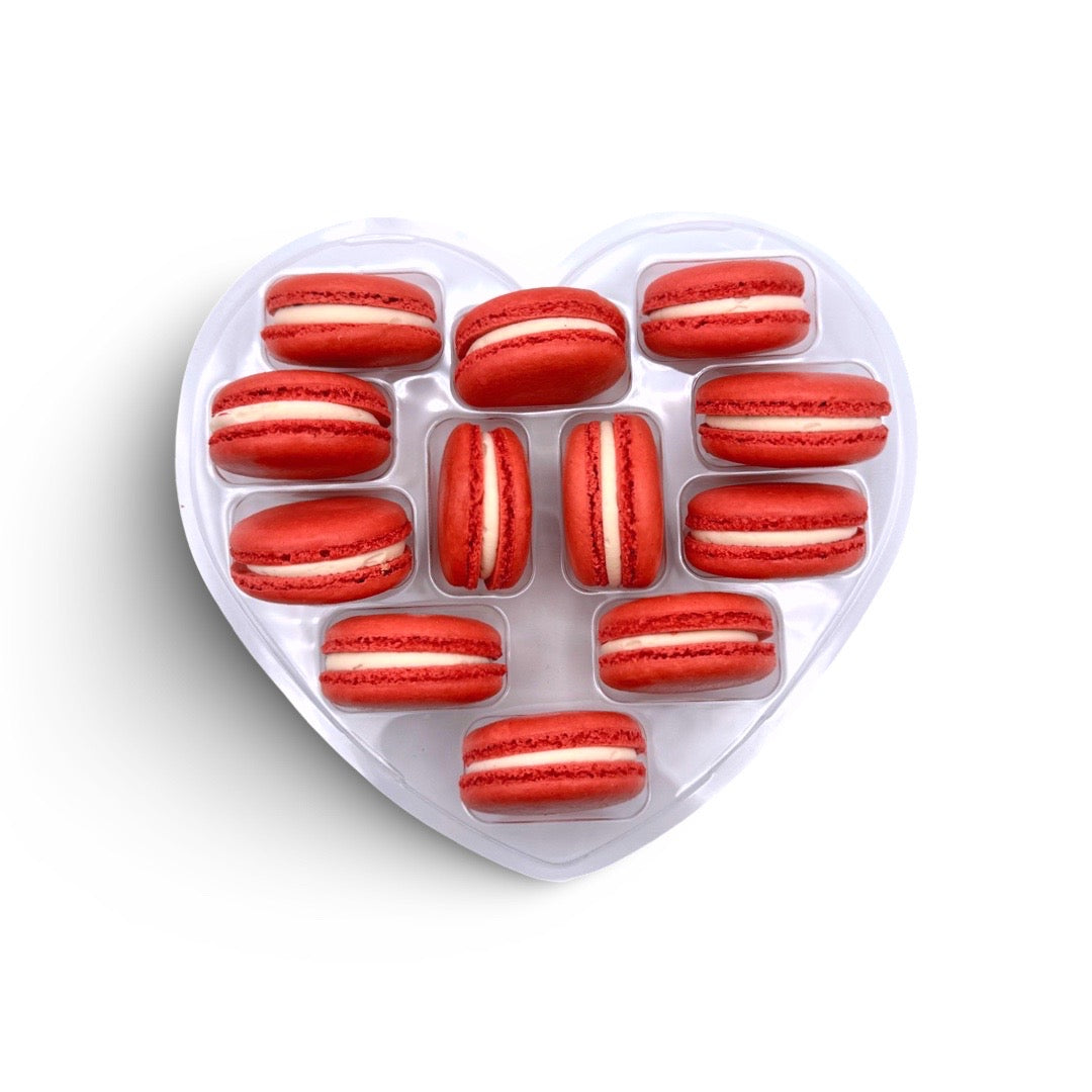 Heart shaped pack of French macarons