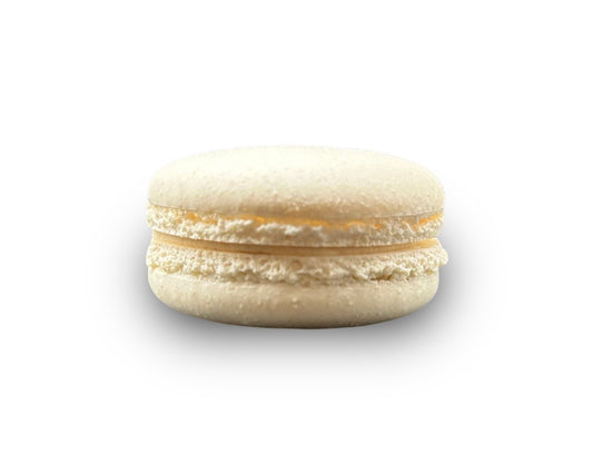 Side profile of French vanilla macaron