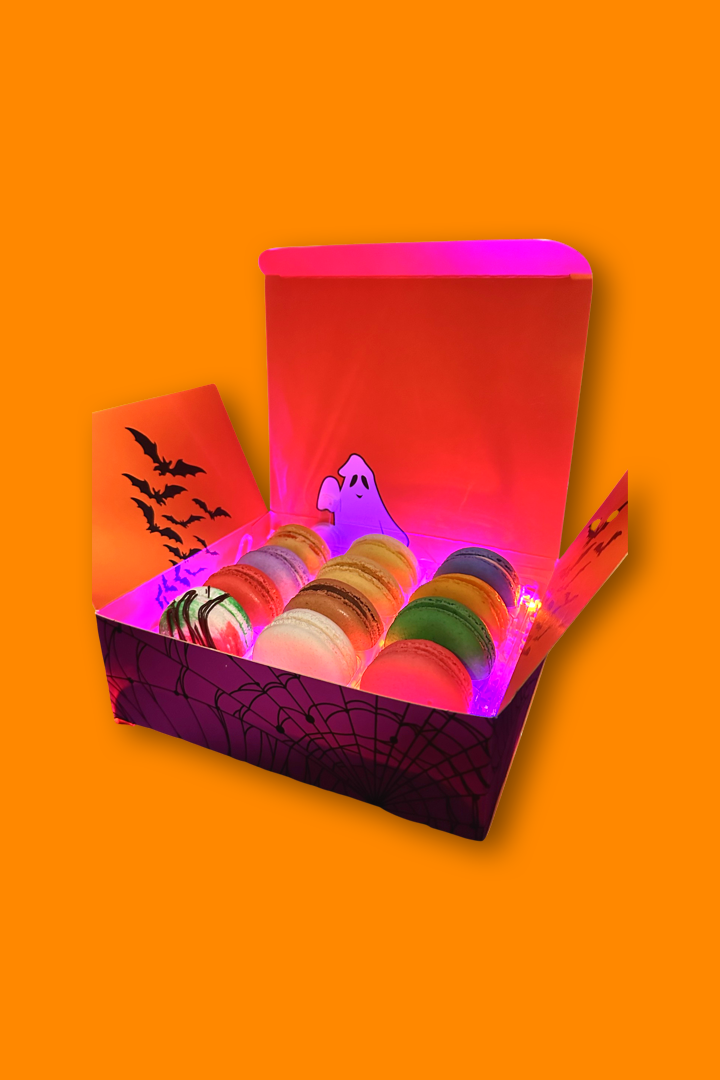 Halloween edition Glow Box with orange and purple LED lights