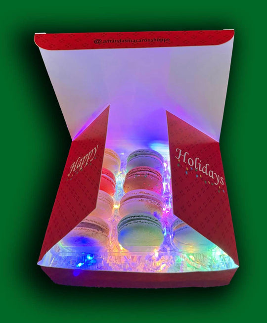 Light up holiday edition gift box of 12 French macarons