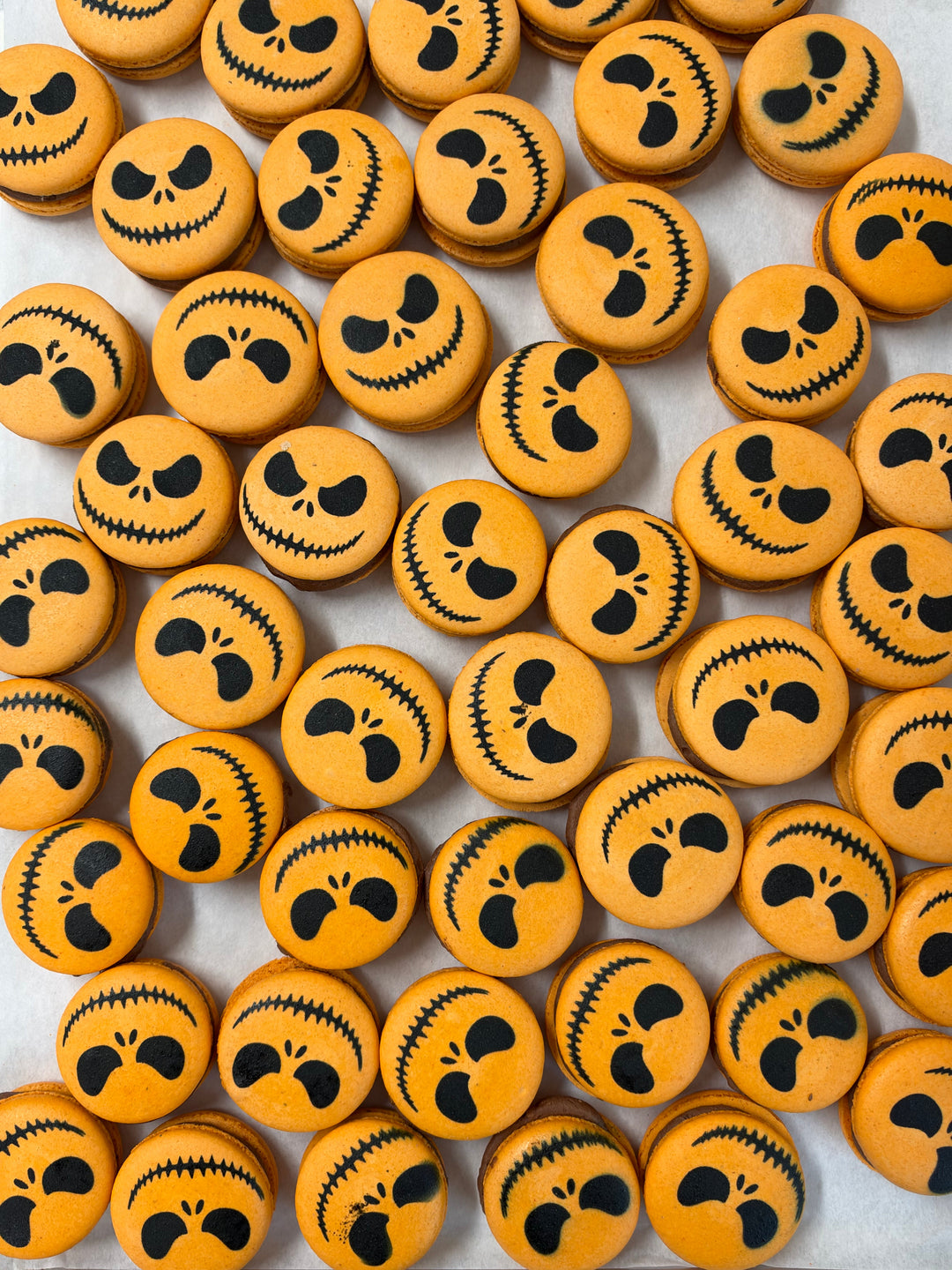 Spooky printed XL chocolate peanut butter macarons